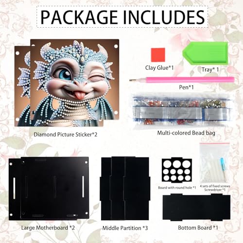 Image of DIY 5D Diamond Painting Holder, Fantasy Dragon Acrylic Pen & Makeup Organizer, Diamond Art Desk Pencil Cup and Storage for Adults, Home Office Art Supplies