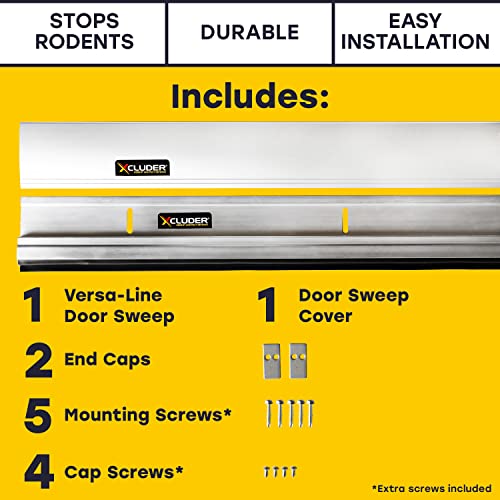 Xcluder 36" Versa-Line Door Sweep, Aluminum Cover – Seals Out Rodents And Pests, Easy To Install, Maximum Adjustability; Under-Door Seal; Rodent Proof Door Sweep #TOP1