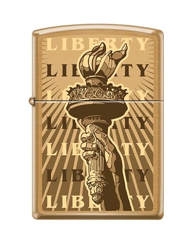Zippo Lighter-Statue Of Liberty Torch Brushed Brass Windproof Lighter #Z5508 #TOP23