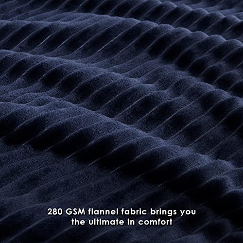 Image of KMUSET Fluffy Blanket Throw - Single-Layer Lightweight & Warm, All-Season Home Decor,Home Decor,Cozy Blankets and Throws,Navy Blue, 60 inchx80 inch