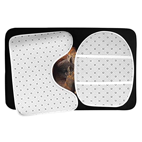 Aniaml Gecko Eidechse Badezimmer Teppich Fußmatte 3-teiliges Set Waschbare Badezimmer Bodenmatte/U-förmige WC Vorleger/O-Form Toilettendeckelbezug mit Vollgummirückseite – Bild 6