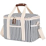 Nanxson 9L/15L/29L Bolsa de Almuerzo Aislante Grande para Mujeres Adulto Caja de Almuerzo de Picnic Reutilizable a Prueba de Fugas Freezable Cooler Tote Bag (15L,A-Rayas Azul Marino)