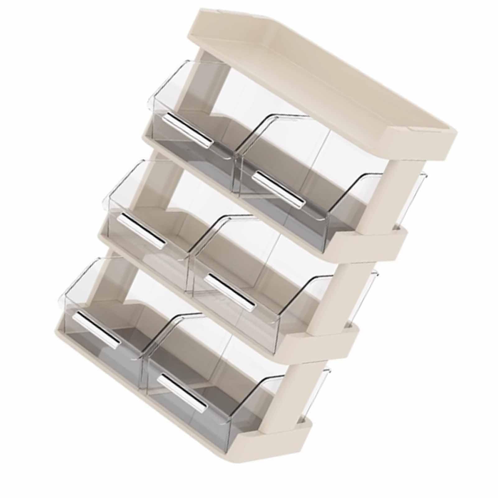 Organizzatore per Bustine di tè, Elegante Scaffale Multifunzionale per Bustine di tè e Capsule di caffè per Scrivania, Plastica Resistente, Design Bianco Crema (4 strati 30x17x42,5 cm)