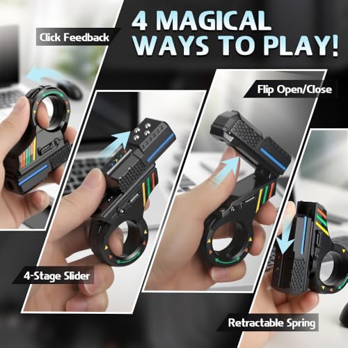 Image of 3D Fidget Spinner Slider Toy, EDC Finger Ring Pad Clicer Pistol Hand Roller Desk Sensory Play Toy for Focus Stress Relief, Valentine's Day Gift for Boy Teen Men (Plastic)