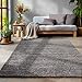 Produktbild SIMPEX Flauschiger Teppich Wohnzimmer Schlafzimmer Läufer Flur Esszimmer Küchenteppich Hochflor Einfarbig Modernes Design 30 mm Florhöhe Kuschelweich, Grau, 200 cm Rund