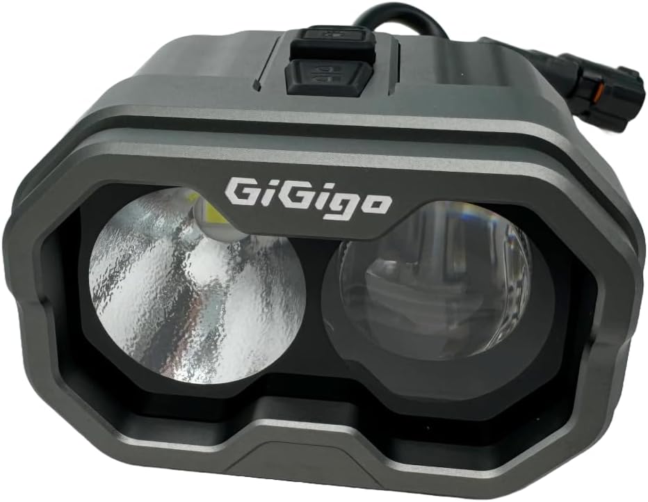 Close-up of Gigigo Gi02 E-Moto Headlight lenses