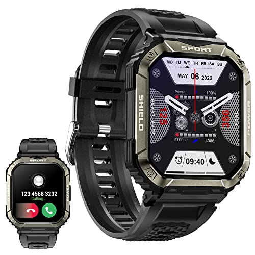 ZUPVIY Smart Watches for Men – Bluetooth Call (Answer/Make Call) IP68 Waterproof Fitness Watch Tracker for Android iOS iPhones with Heart Rate Blood Pressure, 1.83" Tactical Outdoor Sports Smartwatch