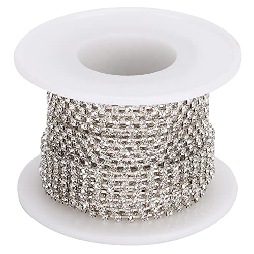Miniatura 9 de Cadena De Diamantes De Imitación De Cristal De 10 Yardas, Adorno De Cadena De Cierre, Adorno De Cadena De Garra De Recorte De Diamantes De Cristal Transparente Para Costura, Joyería Diy Plata
