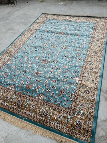 Image of Handmade Pure Silk Carpet 2 x 4 Feet Designer Oriental Silk Rug, Luxury 100% Silk Area Rug Perfect for Living Room, Bedroom & Home Decoration (MAC-23 Blue)