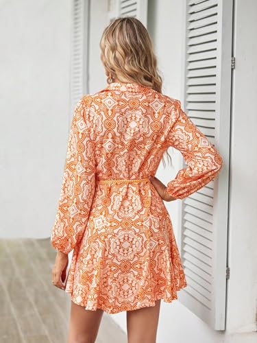 Image of Shasmi Girl's & Women's Printed Belted Shirt Dress - Long Sleeve Vacation Outfit | Boho Beach Style | Stylish Casual & Party & Office Wear Outfit (Dress 230)