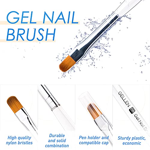 Gellen 6Pcs Gel Nail Brush Set, Nail Art Design Brushes For Color, Uv Builder Gel Brush, Poly Extension Gel Brush, Nail Art Painting Tools , For Salon At Home Diy Manicure #TOP1