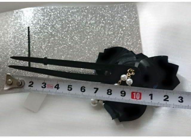 2点セット かんざし 簪 黒 お花 和装 浴衣・着物に U字 髪飾り ヘアアクセサリー