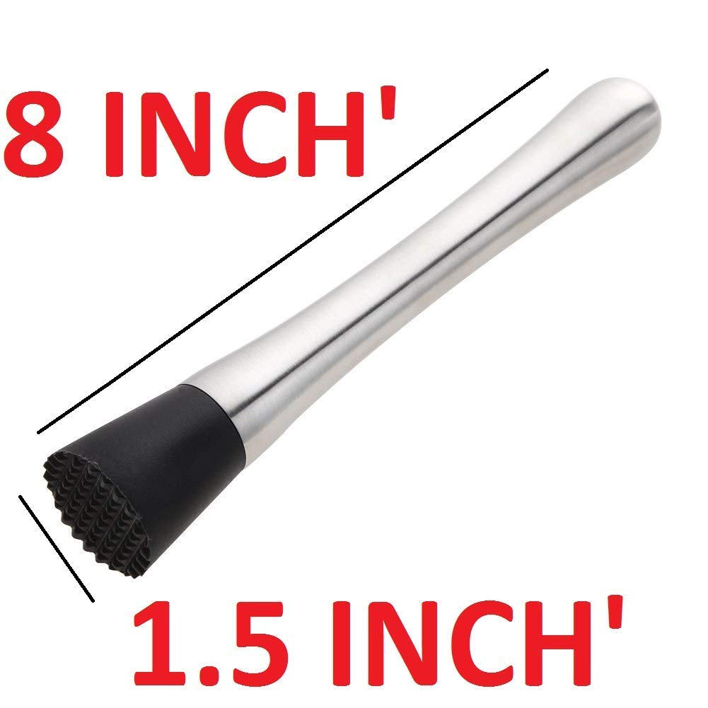 THW® Cocktail Mocktail Mojito Drinks Mixer Muddler - 8 Inches Stainless Steel, Food Grade & Dishwasher Safe - Image 3 thumbnail