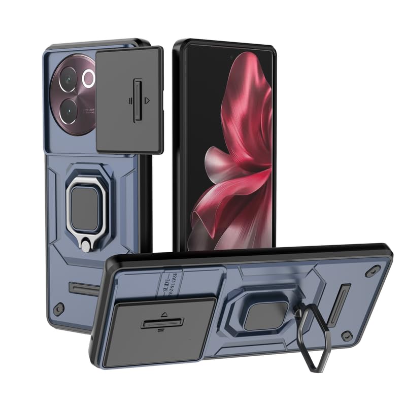 Prime Retail Heavy Duty Armor Back Case Cover for Vivo V30e 5G - Magnetic Kickstand Ring with Camera Shutter Protection, Rugged Bumper Hard Back Cover for Vivo V30e 5G (PC & TPU|Blue) (B0D8BYSTM6) Amazon Price History, Amazon Price Tracker
