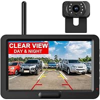 Husgw Rückfahrkamera Kabellos, 5" Digital Rückfahrkamera Set HD, Nachtsicht-Kit, Schnellinstallation, Stabiles Digitales Signal, Parklinien, IP68 Rückfahrkamera für Auto/SUV/Wohnmobil/Anhänger – Ansicht 1