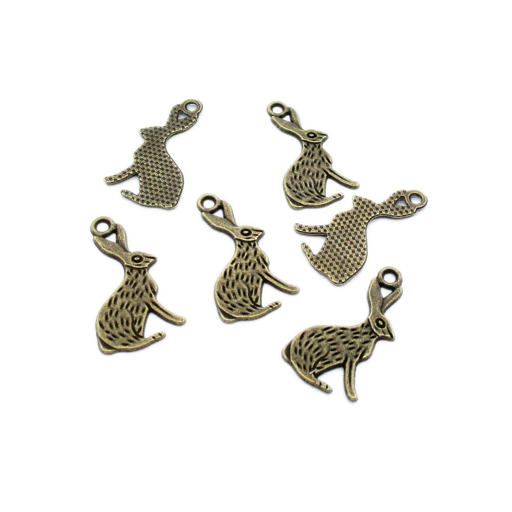 1580 Pieces Antique Bronze Tone Jewelry Charms D7BZ4V Rabbit Hare Craft Art Making Crafting Beading