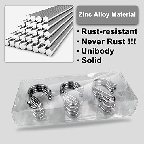 100% Zinc Alloy Shower Curtain Hooks,Set Of 12 Rust Resistant Shower Rings,Shower Hooks For Shower Curtain,Rust Resistant S Shaped Hooks Hangers For Shower Curtains Bathroom Shower Rod Clothing,Towels #TOP1