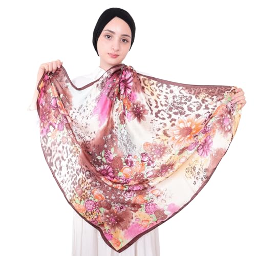 MuLanLegend Turkish Silk Scarf | Light Weight Jacquard Silk Square Scarf | Head Wear Wrap | Creative Design Style