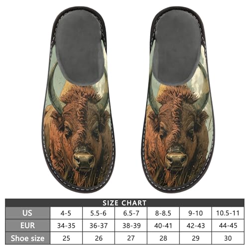 Slippers for Women Bison in Wild Grass Soft Fuzzy Women's Slippers Indoor and Outdoor Shoes3
