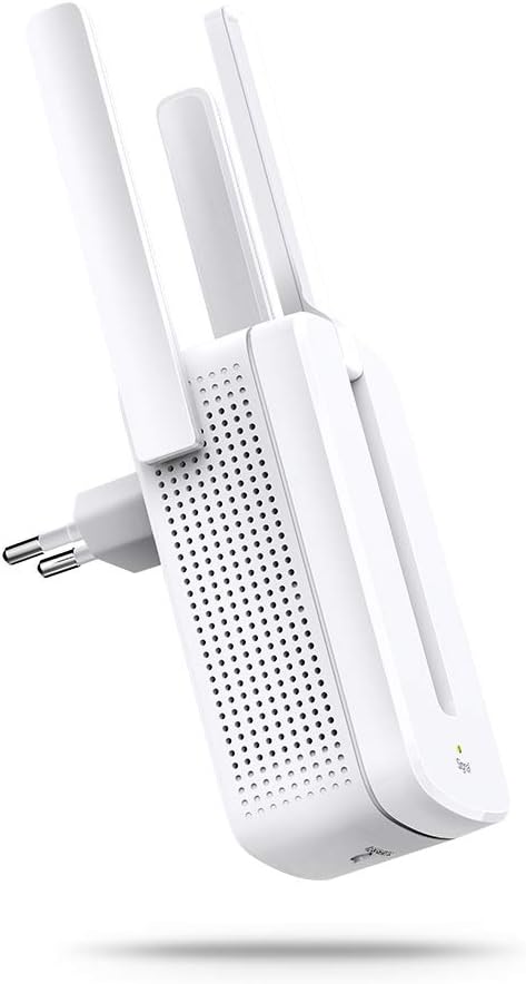 Mercusys MW300RE Wireless Wifi Extender, front view with three external antennas
