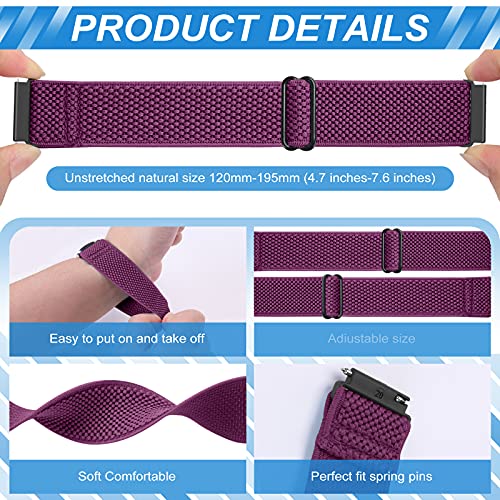 Relting Compatible with 16mm 18mm 19mm 20mm 22mm 24mm Watch Bands Quick Release Replacement Wristband,Adjustable Stretchy Nylon Solo Loop Straps Fabric Braided Sport Elastic Bands for Men Women by Relting - Image 2
