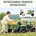TOBBI Kids Electric Ride On Toy Tractor, 12v Battery-Powered 4 Wheels Ride On Car with Trailer, 35W Dual Motors/3-Gear-Shift/LED Lights/USB Audio Functions for Toddlers 3-6 Years-Dark Green