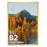 Vasemouh 額縁 B2 ポスター フレーム 515x728mm フィット サイズ 写真 絵画 油絵 飾り 壁掛け 額 ゴールド 1枚