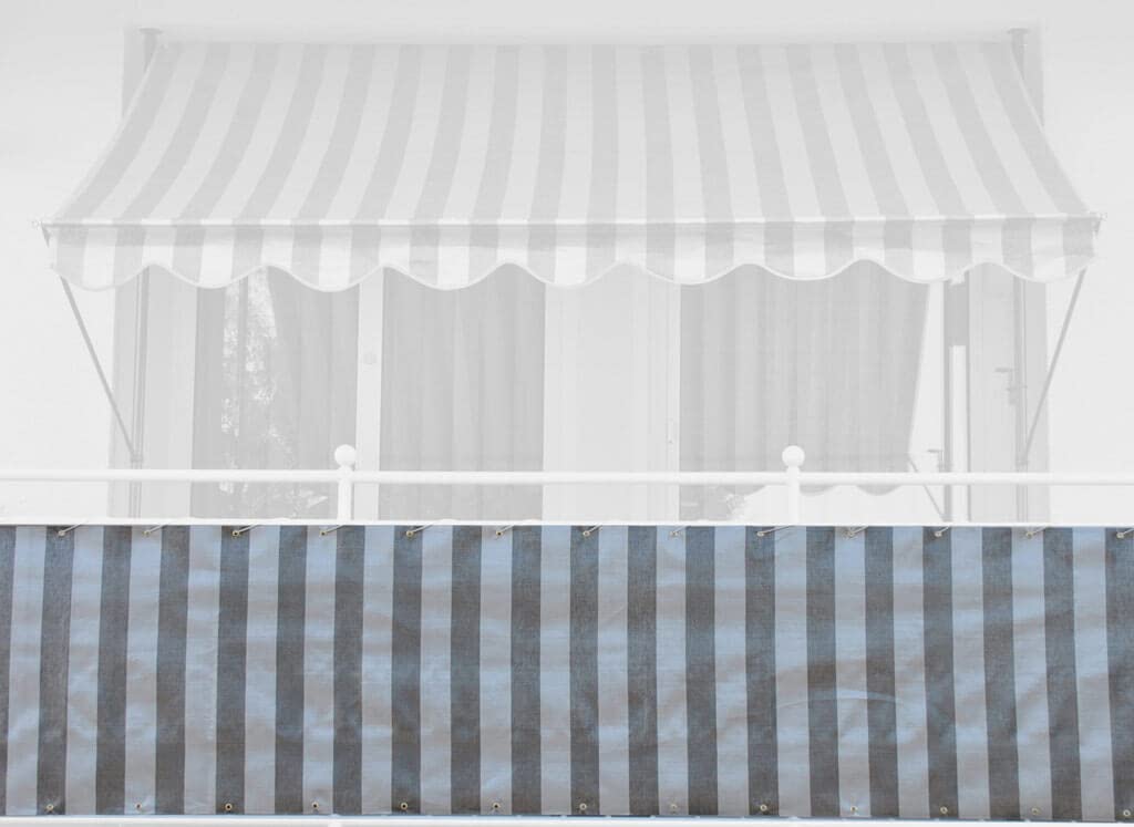 ANGERER Balkonbespannung Standard grau, Höhe: 75 cm, Länge: 8 Meter | Balkonumspannung, Wind- und Sichtschutz für Balkongeländer, Kunststoffgewebe, inkl. Befestigungskordel, Made in Germany