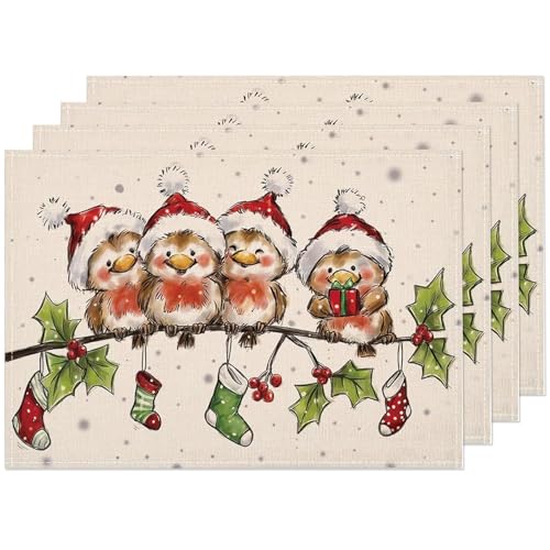 Gmphix Platzset Weihnachten, 4er Set Tischsets Weihnachten, 30x45 cm...