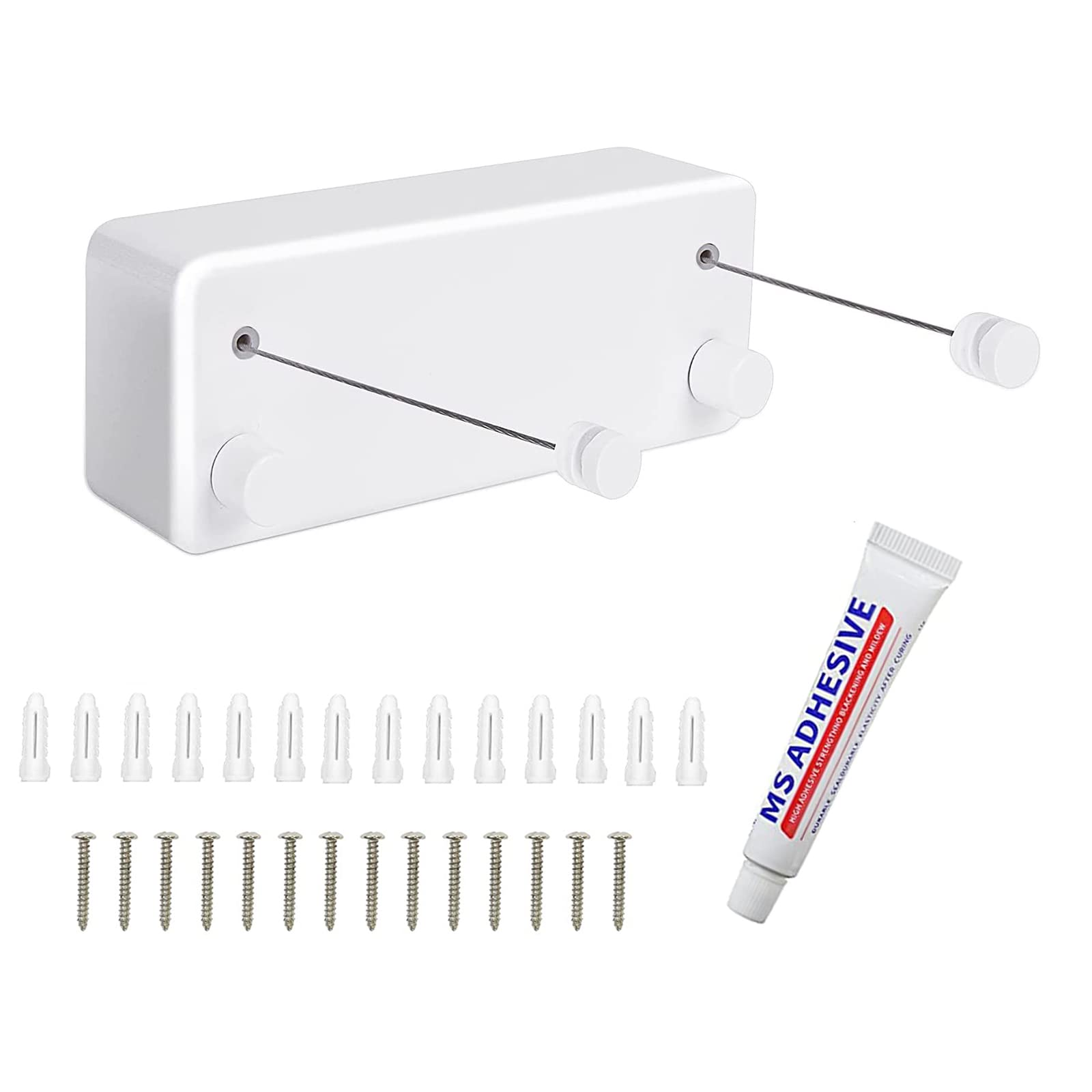 Stendibiancheria Retrattile Bianco,Corda da Bucato Portatile,Filo di Lavaggio,Bobina a Doppia Corda,Corda Acciaio Inossidabile 304,per Interni ed Esterni,White-4.2m/13.8in