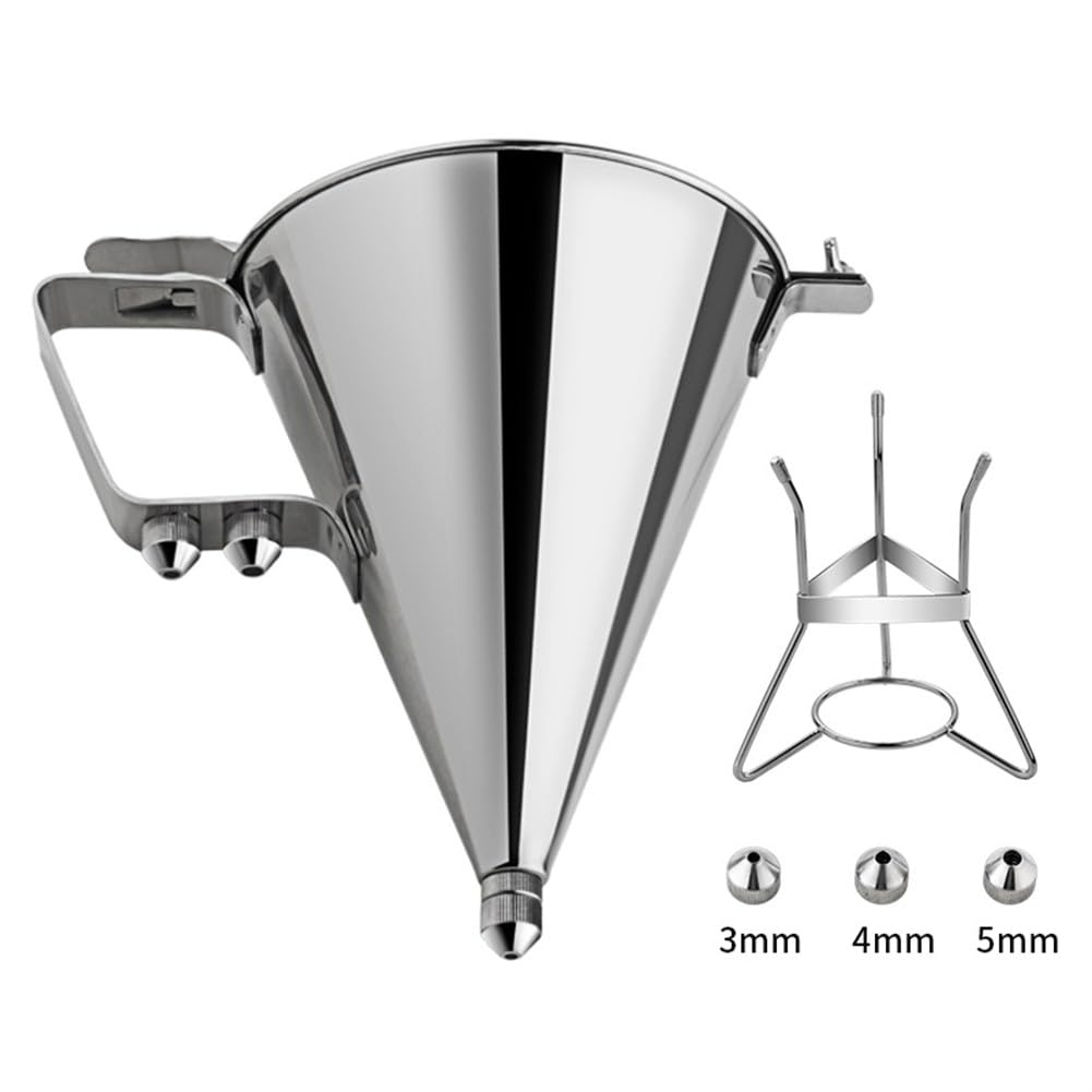 FACAIIO 1800 ml für Edelstahl Teigspender Pfannkuchen Cupcakes Federgriff 3 austauschbare Düsen