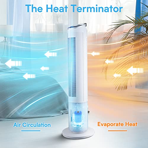 Evaporative Cooler - 40" Portable Air Conditioner With 70° Oscillating & Humidifying, 3 Speeds & 3 Modes, 8H Timer, Cooling Tower Fan With Remote,2 Ice Boxes, Quiet Swamp Cooler For Rooms,Office #TOP2