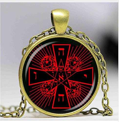 Fashion Jewelry Rosicrucian Cross Rose Pendant, Magic Hermetic Occult Antique Necklace