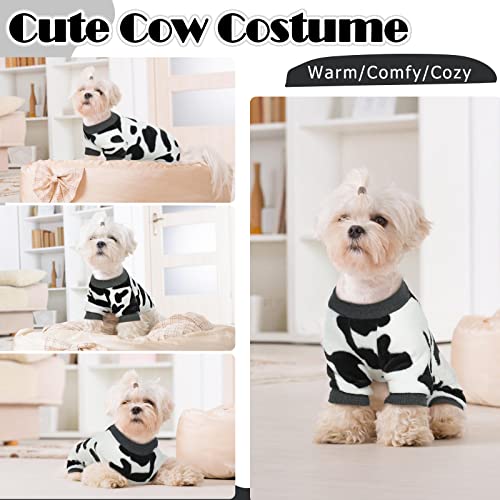Dentrun Small Dog Winter Warm Clothes Funny Puppy Milk Cow Sweater Costumes, Small Breed Pets Dog Cat Onesies Soft Flannel Pajamas #TOP2