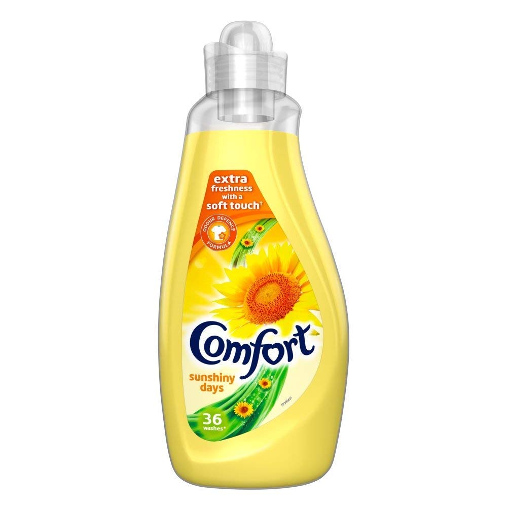 Comfort Sunshiny Days All-Day Odour Defence Your Clothes Fabric Conditioner Long Lasting Freshness And Fragrance + Softness 36 Wash, 1.26L, White