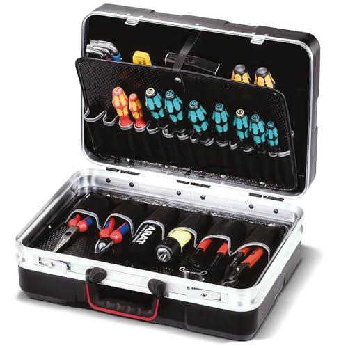 PARAT SILVER Beginner Werkzeugkoffer | Werkzeugkoffer leer | Robuster Werkzeugkasten & Toolbox aus ABS | Für rund 50 Werkzeuge | Werkzeugkiste mit 27 Fächern & Dokumentenfach