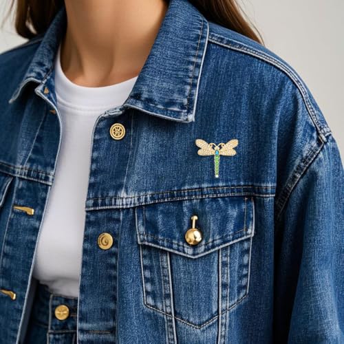 Image of Dragonfly Brooches for Women Crystal Rhinestone Lapel Pin for Men Vintage Insect Jewelry Dress Blazer Jacket Accessories Holiday Birthday Gifts