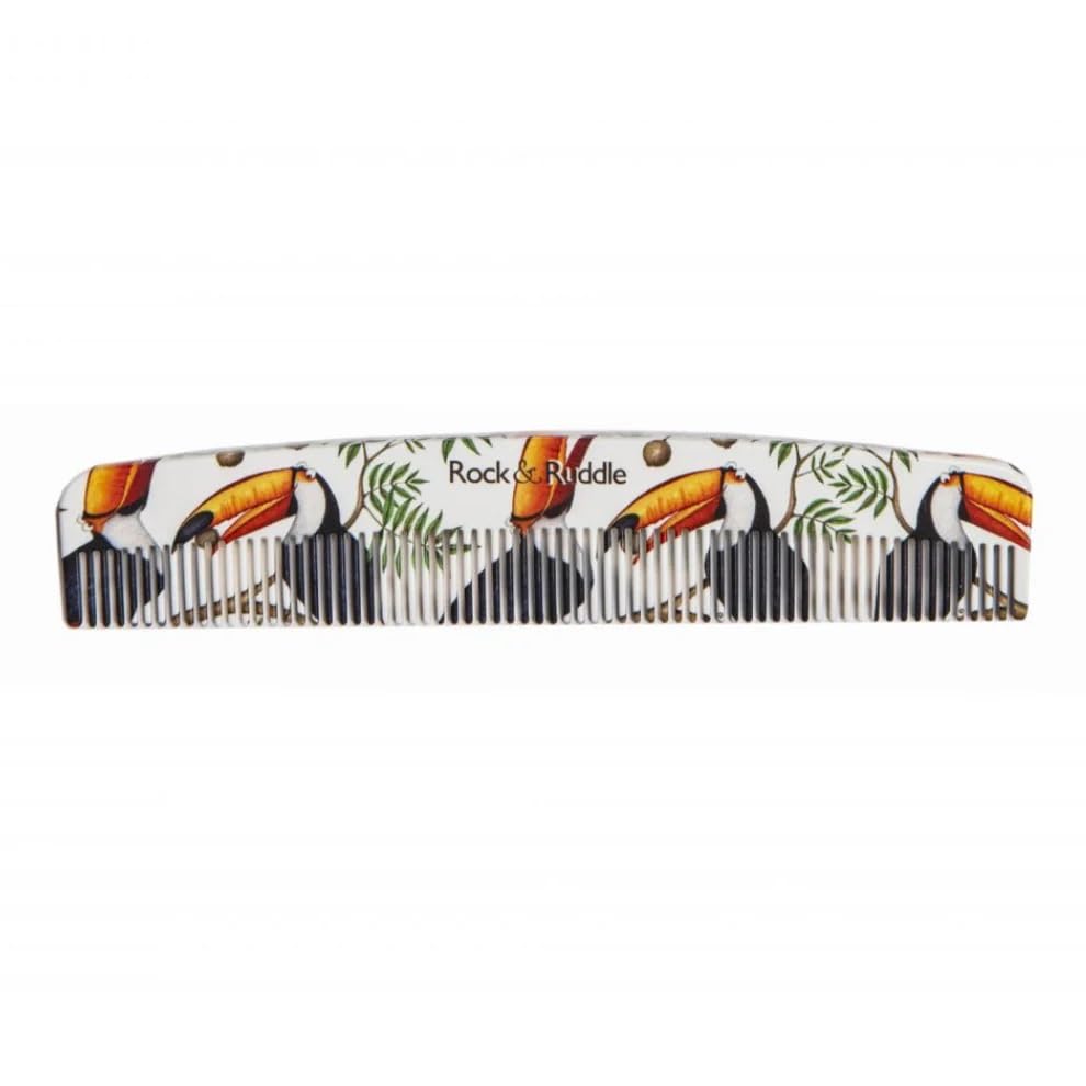 Rock & Ruddle Pocket Comb, Travel Size, Ideal for Shorter Hair, Detailing Fine Hair or Flyaways (Toucans)