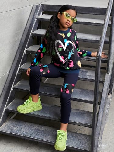 Image of Girls 2 Piece Outfits Kids Clothes Sets Sweatsuit Tracksuit Jogger Print Long Sleeve Sweatshirts Sweatpants 4-13Y