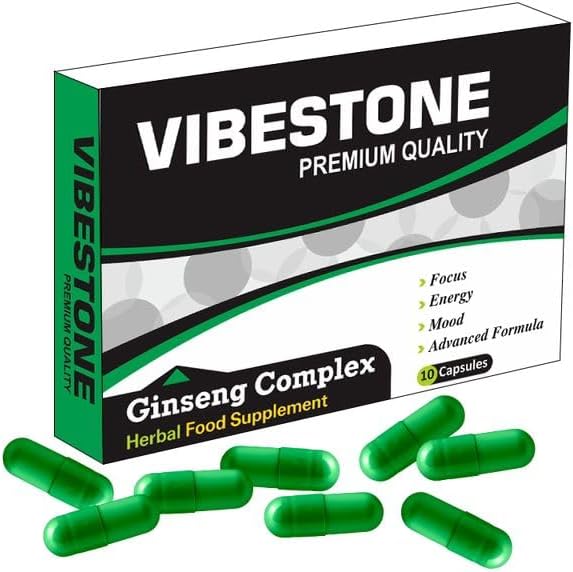 VIBESTONE Green Stronger for Longer New Formula- Ultra Strong Performance Enhancing 700MG Pills, Stamina Endurance Booster Green Supplement Pills for Men – 10 Ginseng LIBIDO Booster Capsules