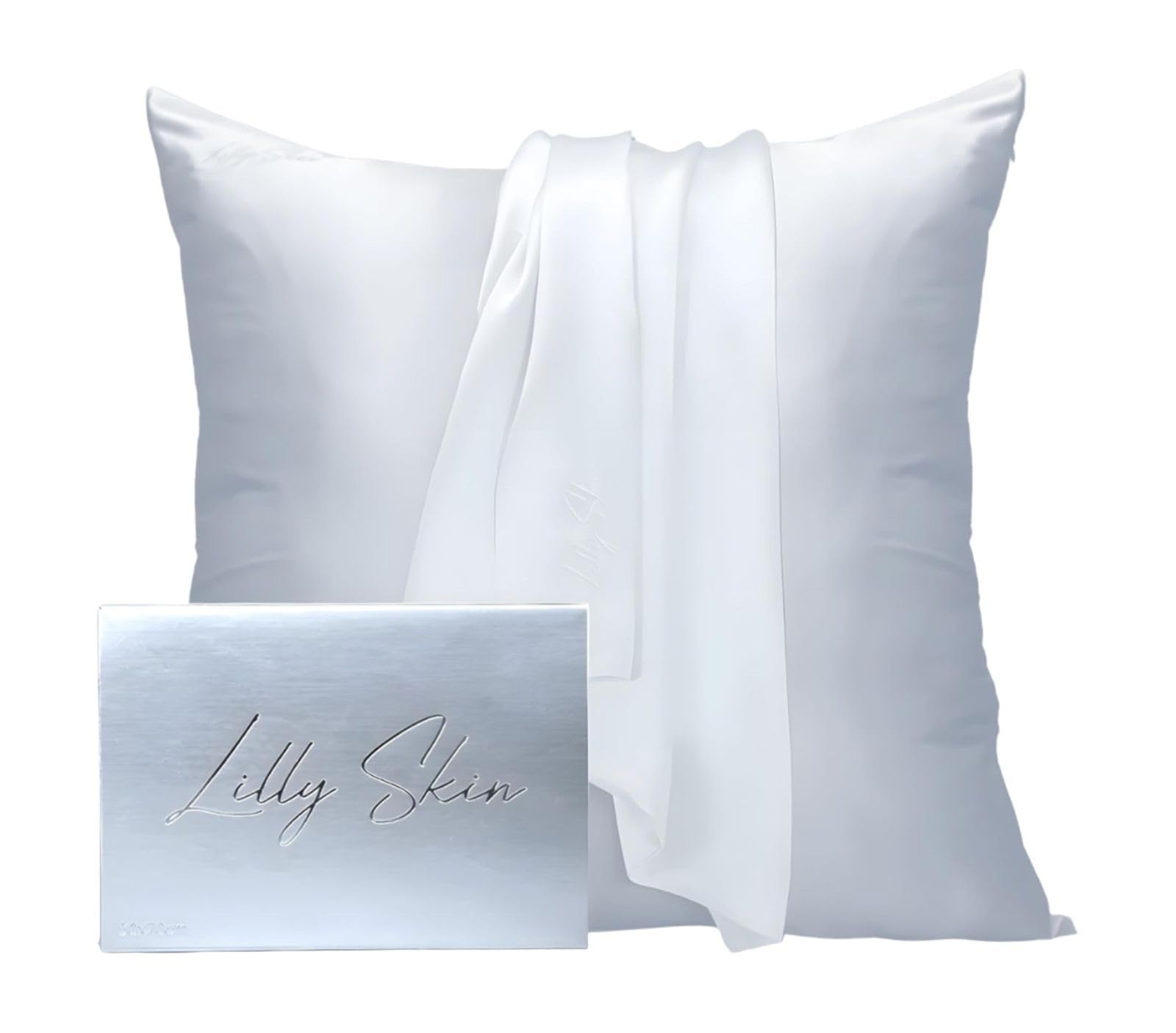 Taie Oreiller Soie Lilly Skin - Housse de Coussin en Soie de Mûrier Naturelle - Doux, Hypoallergénique, Thermorégulant, Anti-acné, Anti-âge - Carrée - 65 x 65 cm - Gris Perle - x1