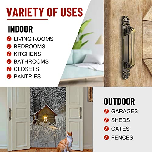 Heffchi 11" Sliding Barn Door Handle, Heavy Duty Metal Door Knob, French Vintage Door Pull For Cabinet Hardware Drawer Cabinet Accessories, Easy Install (1Pcs, Bronze) #TOP3