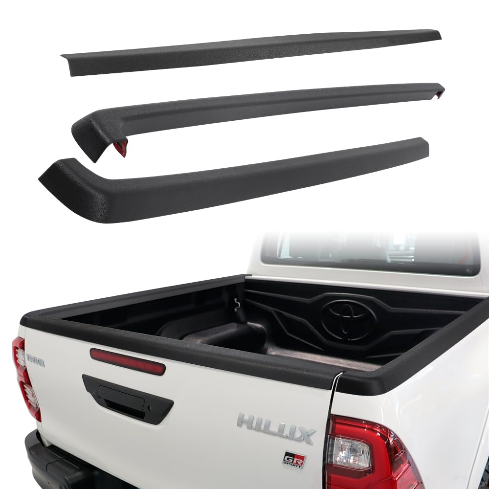 Kit Protezione 3 Pezzi per Toyota Hilux 2016-2020 (Active Lounge) e 2021-2026 (Active) Doppia Cabina, Copribordo Portellone e Rotaie Laterali LLDPE Heavy Duty - Nero Opaco (Solo per Cassone Aperto)