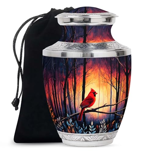 Image of Cardinal Urn for Ashes Memorial Urn for Funeral 10 Inch Large | Memorial Urn for Funeral, Decorative Burial Urns for Human Ashes Adult Man, Unique Urns for Male