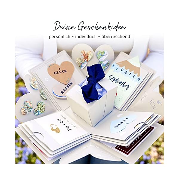 weddlyn® – Überraschungsbox – hochwertiges Papier & Verarbeitung – Explosionsbox mit modernen Stickern und Stift… – Bild 7