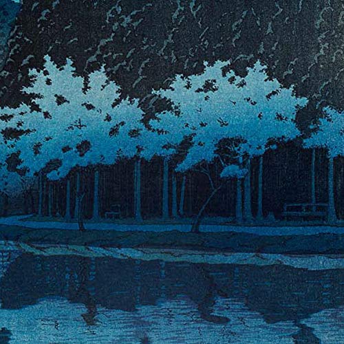 Amazon.co.jp: 川瀬巴水 「井の頭の春の夜」 版画 大判ポスターサイズ