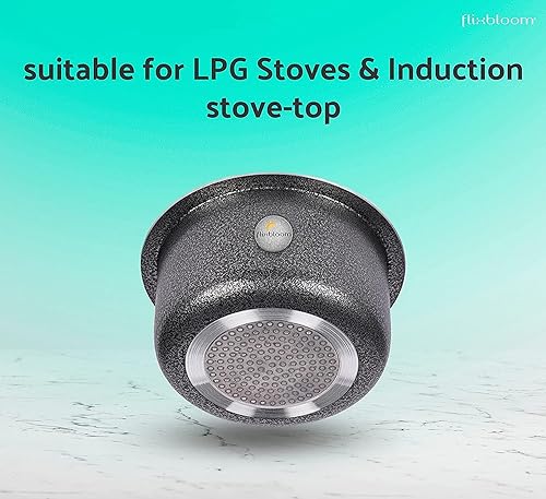 Image of Lunar Black Utensils Induction Base Cookware Sets Induction Bottom Tope /Handi Aluminium Thick Flat Bottom Patila /Bhagona /Tapila /Tapeli Cookware Sets for Kitchen (2L+3L Patila Set)
