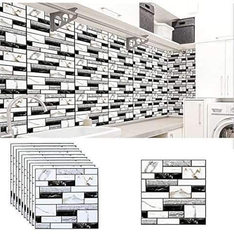 20 Sheets Peel and Stick Wall Tiles Backsplash for Kitchen and Bathroom, 12"x12" Self Adhesive 3D Stick on Tiles Subway Tile Backsplash Brick Tile Stickers Wallpaper, Waterproof PVC Wall Tile Decals Cover