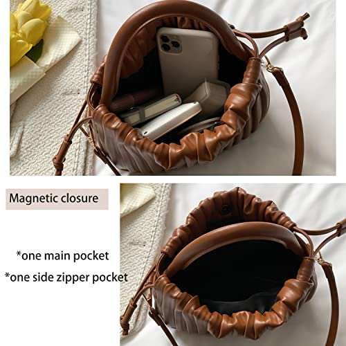 Elda Ruched Bucket Bags And Purses For Women Drawstring Purse Mini Handbag Crossbody Shoulder Hobo Bag #TOP4