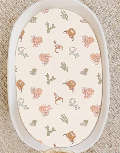 Image of Bedside Bassinet Sheets 2 Pack, 33 x 20 Fitted Bedside Sleeper Sheets, Ultra Soft Breathable Polyester, Ideal for Baby Girl or Boy and Newborns (Cactus Cozy, Bedside Sleeper Sheet)